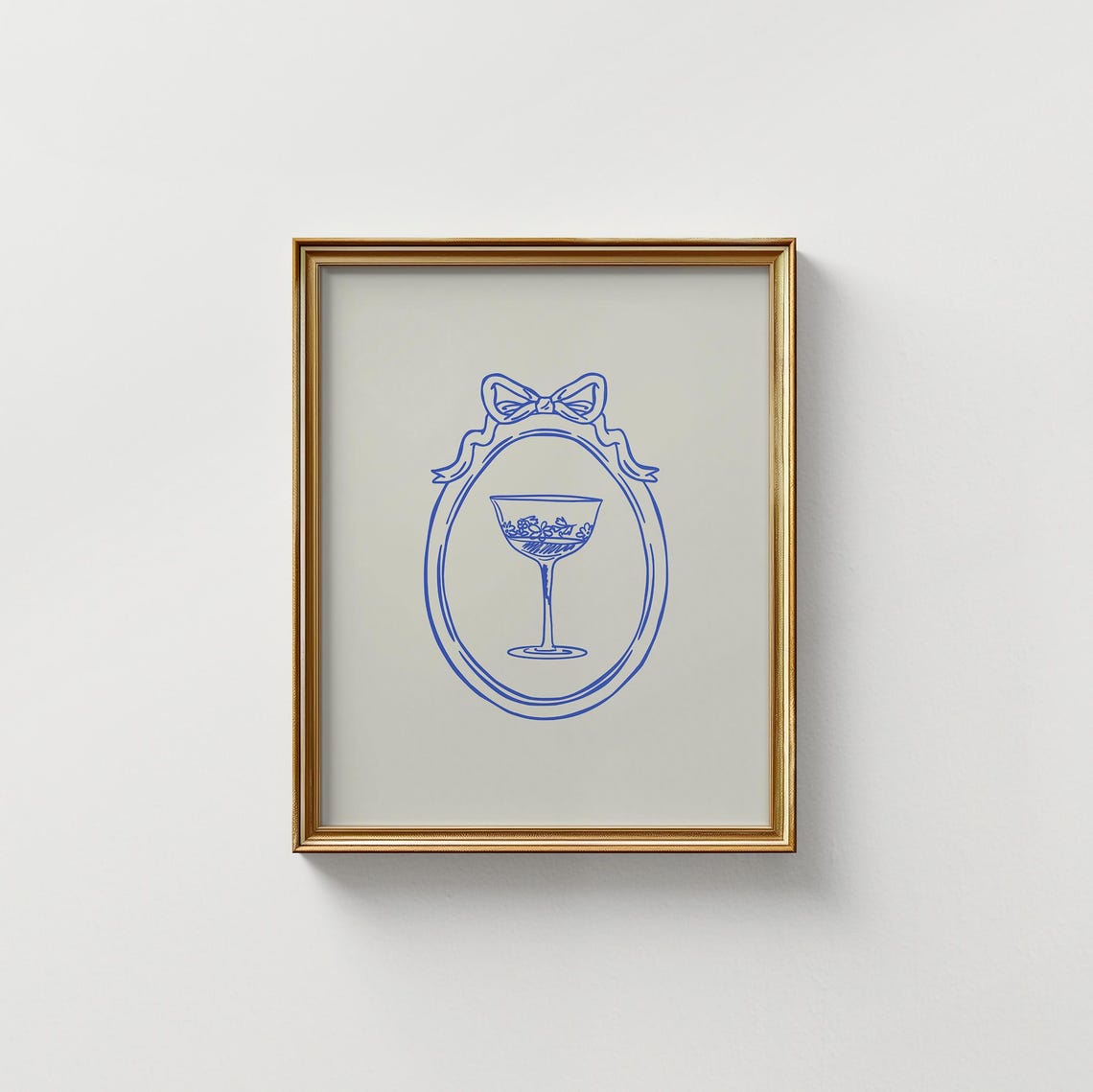 Simple Blue Line Illustration Print Wall Art Trendy Decor Abstract Painting Vertical Cottage Aesthetic - Image 5
