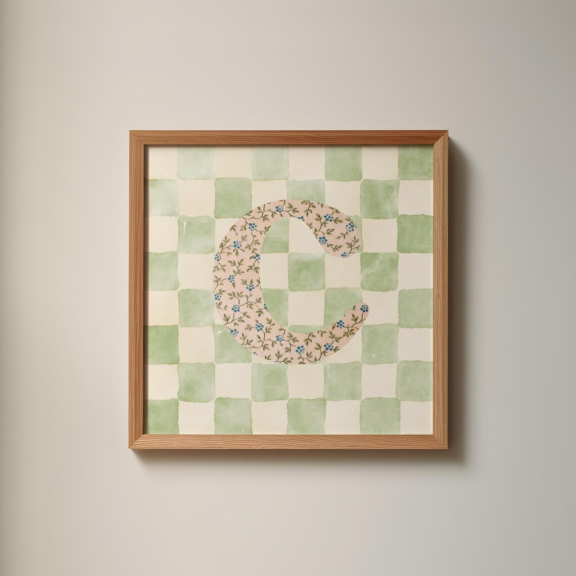 C Square Initial Print, Personalized Watercolor Gift - Image 3