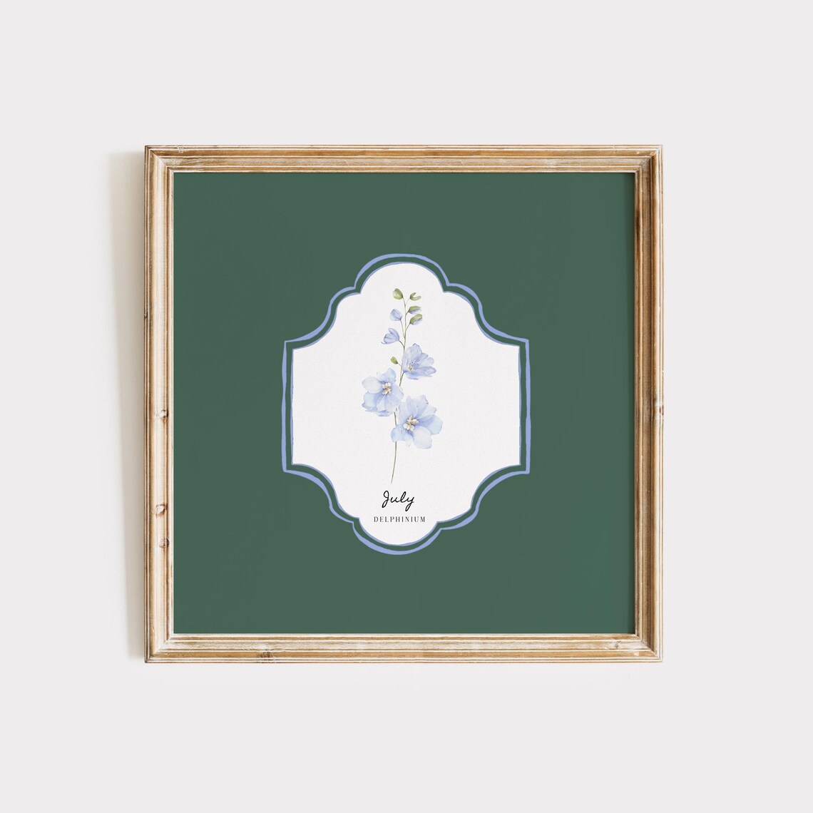 July Delphinium Birth Month Flower Vintage Botanical Wall Art Poster - Image 4