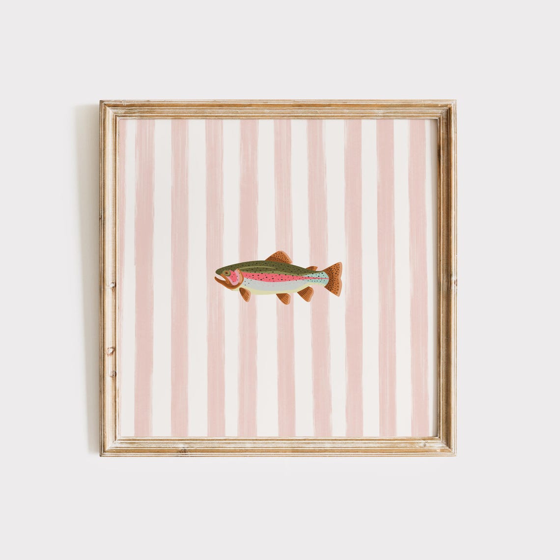 Rainbow Trout Pink Striped Background Square Fish Decor Poster - Image 3
