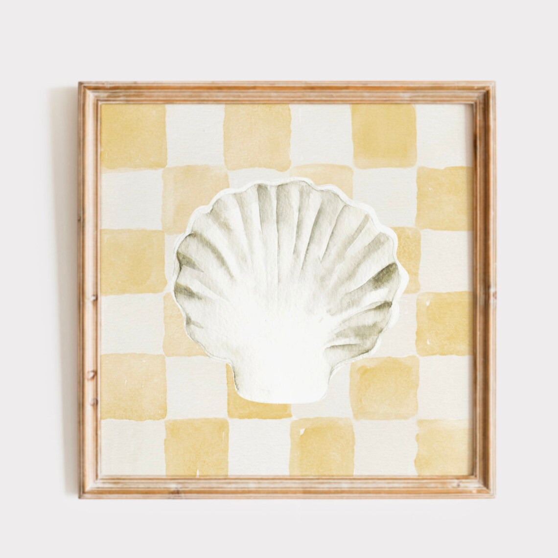 Yellow Checkered Shell Painting Art Print, Kids Room - Image 2