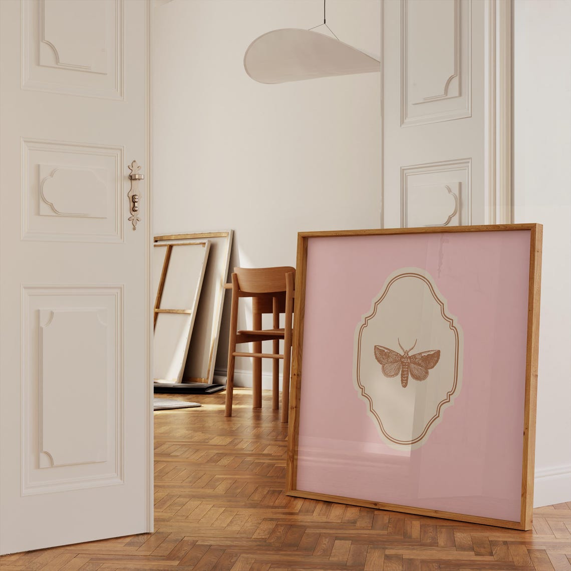 Pink Square Vintage Moth Engraving Ornate Entomology Art Poster - Image 4