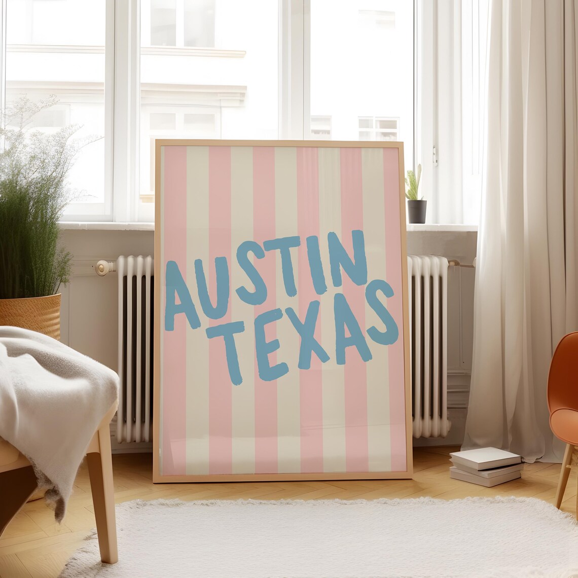 Austin Texas Vertical Illustration, Personalized Gift - Image 4