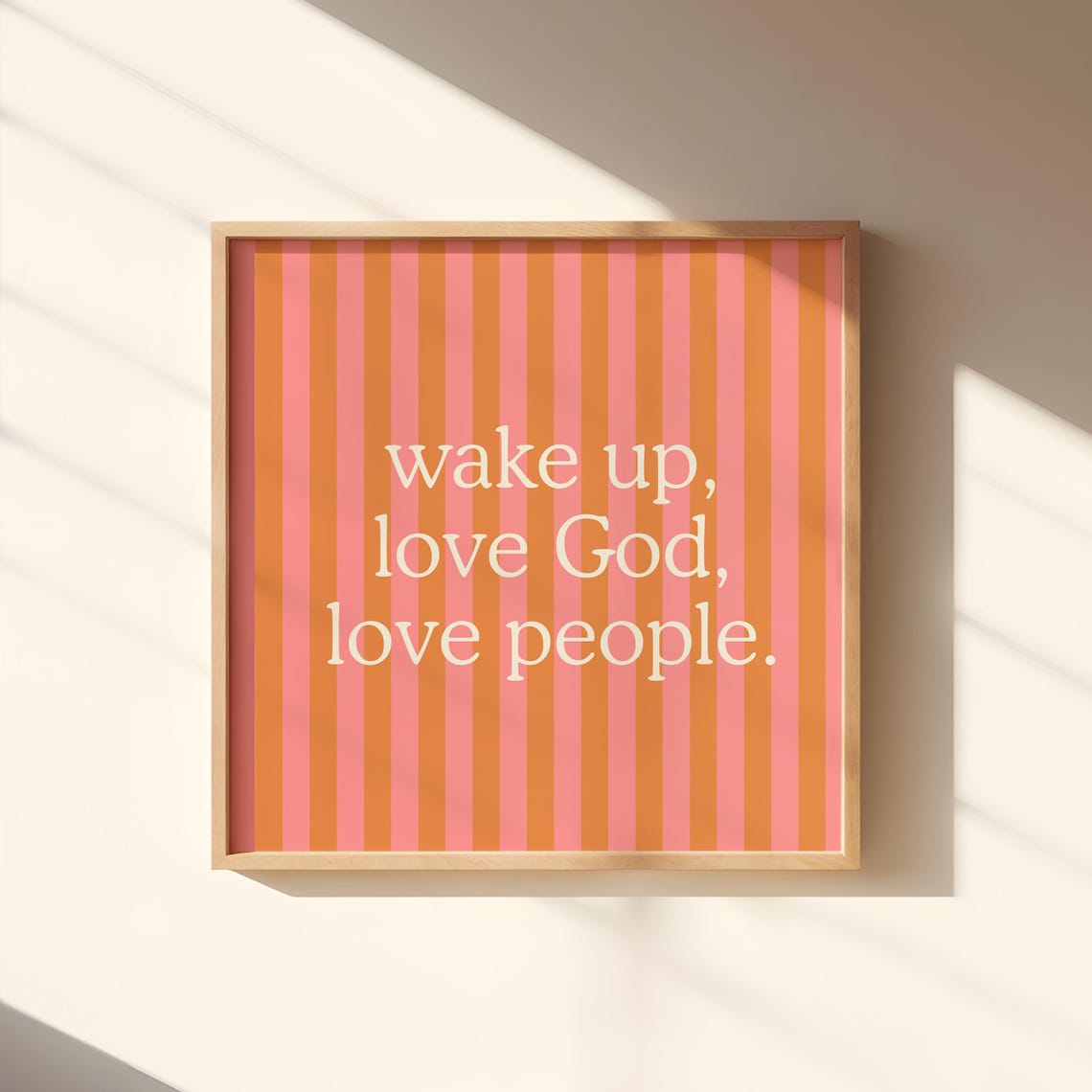 Wake Up Love God Love People Quote Poster Striped Christian Decor - Image 4