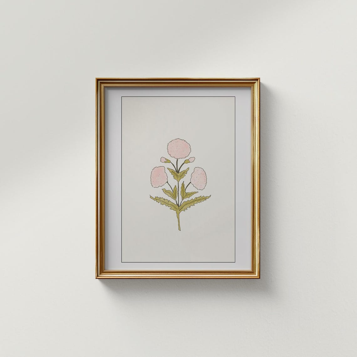 Pink Dahlia Botanical Floral Line Illustration Vintage Poster - Image 2