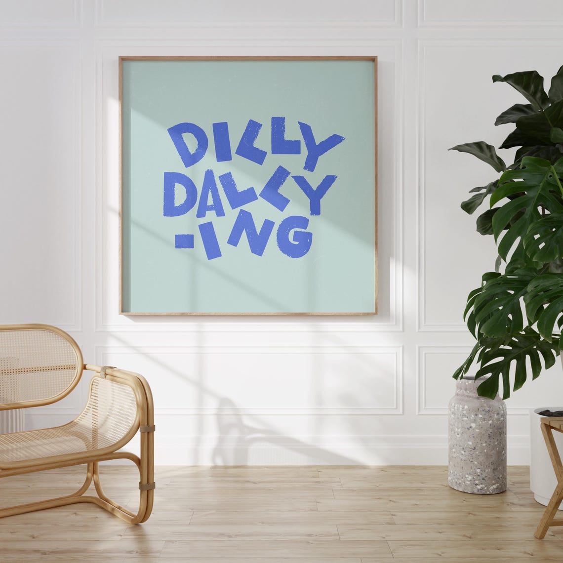 Dilly Dallying Bold Blue Chunky Typography Seafoam Dorm Poster Fun - Image 2