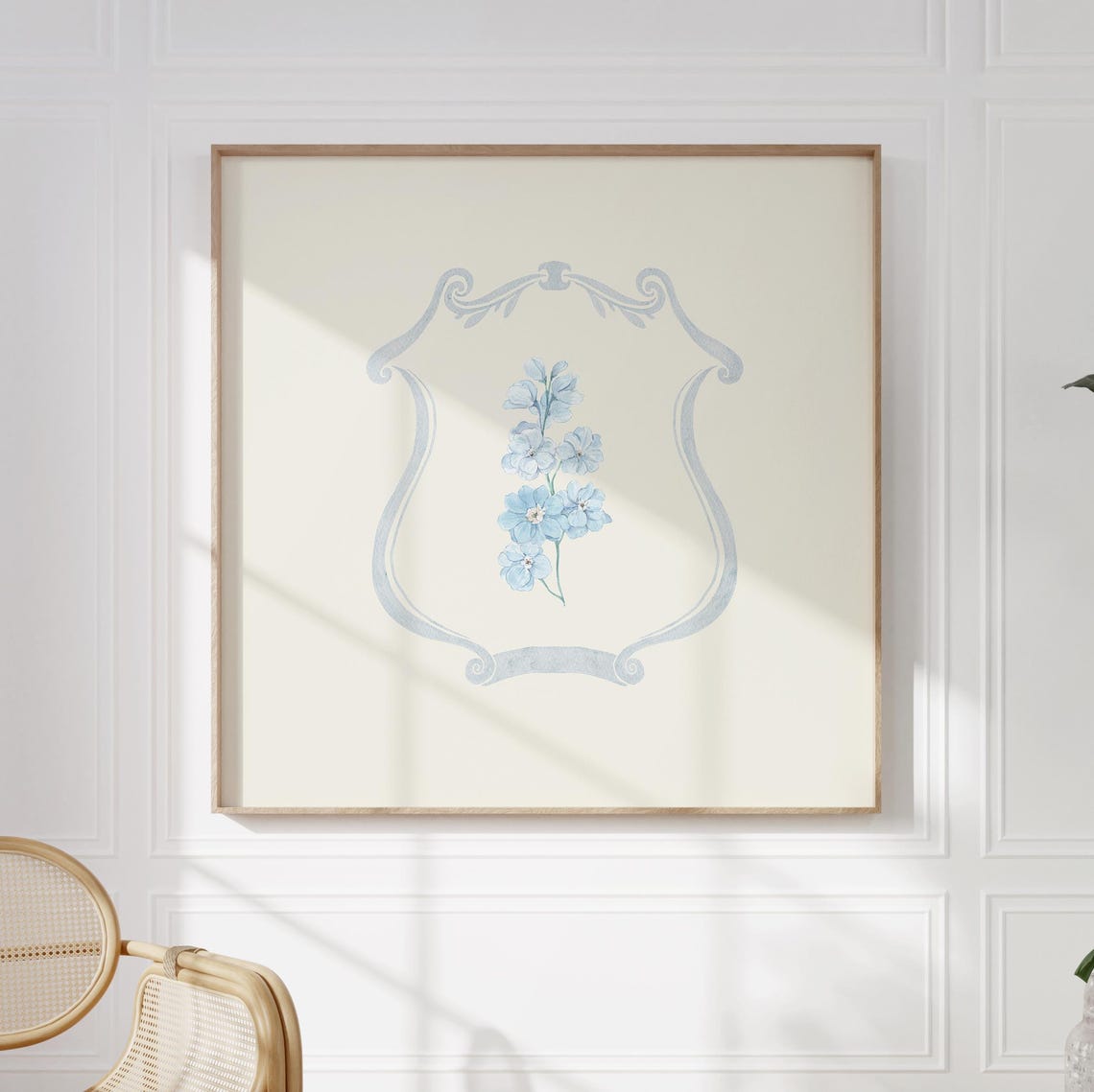 Blue Floral Watercolor Blossom Nursery Square Decorative Wall Poster - Image 4
