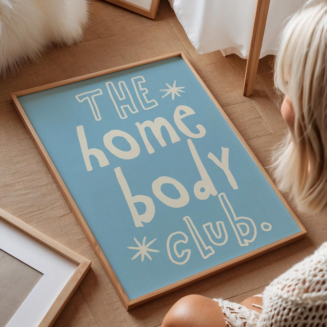 The Homebody Club Light Blue Hand Lettered Quote Trendy Wall Art Print - Image 2
