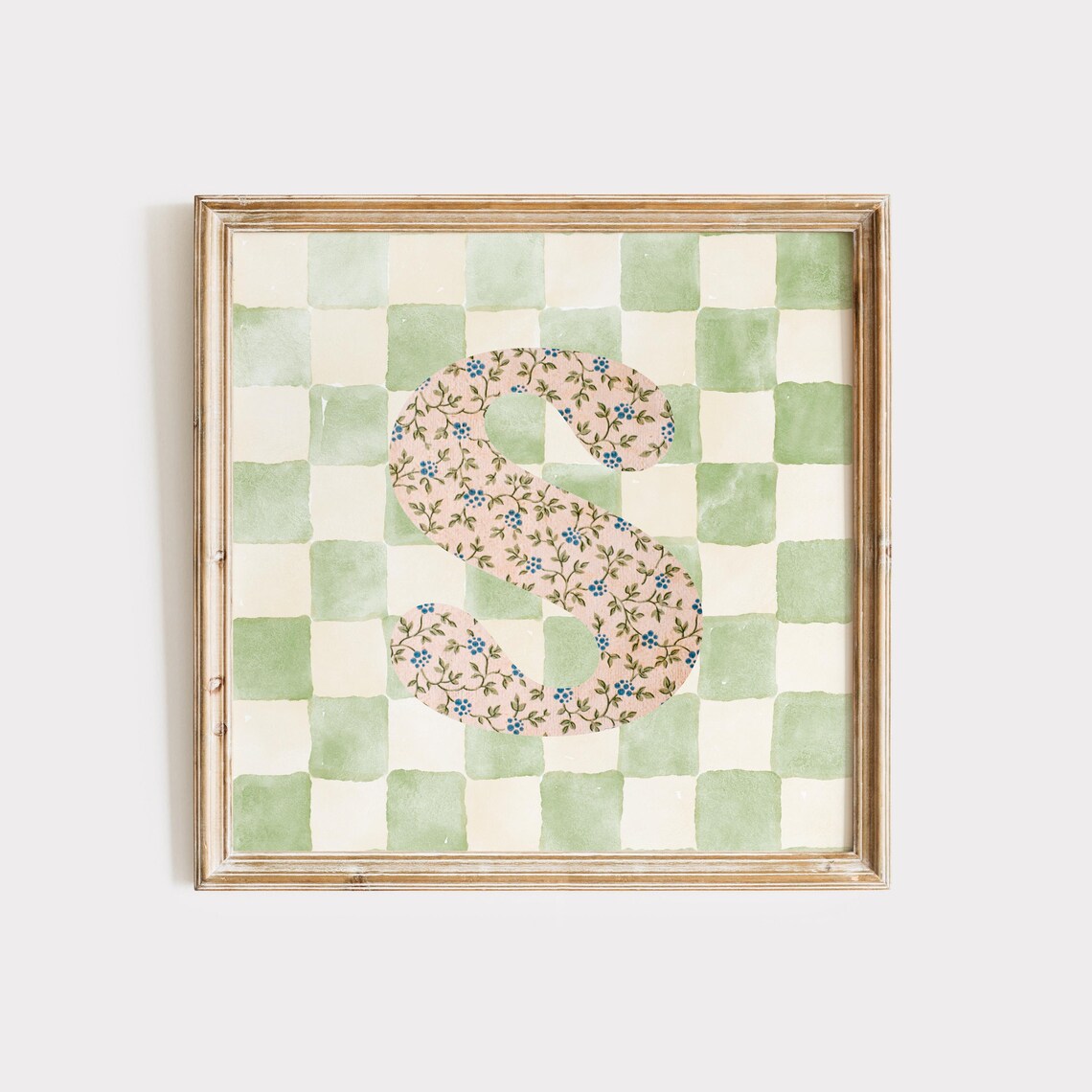 S Square Initial - Watercolor Personalized Print - Image 4