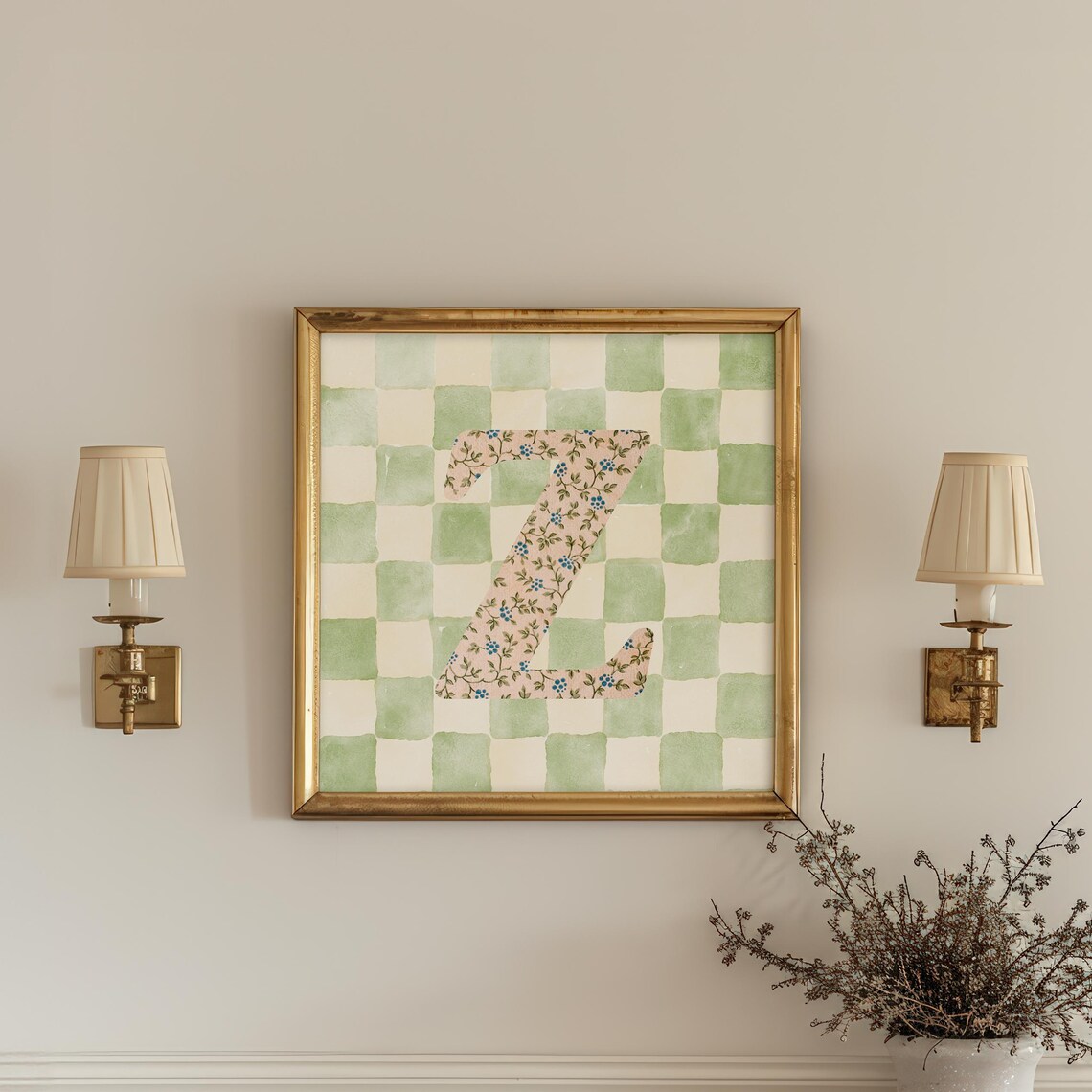 Z Square Initial Personalized Watercolor Gift Print - Image 5