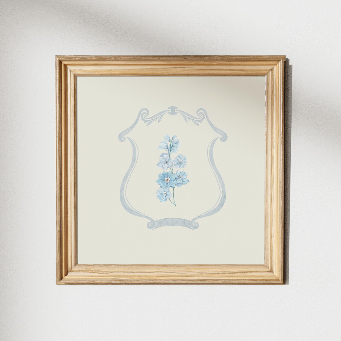 Blue Floral Watercolor Blossom Nursery Square Decorative Wall Poster - Image 5