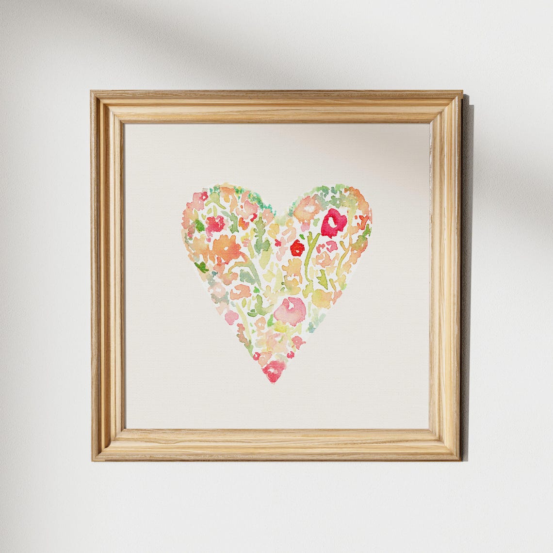 Watercolor Floral Heart Bouquet Doodle Nursery Decor Romance Poster - Image 2