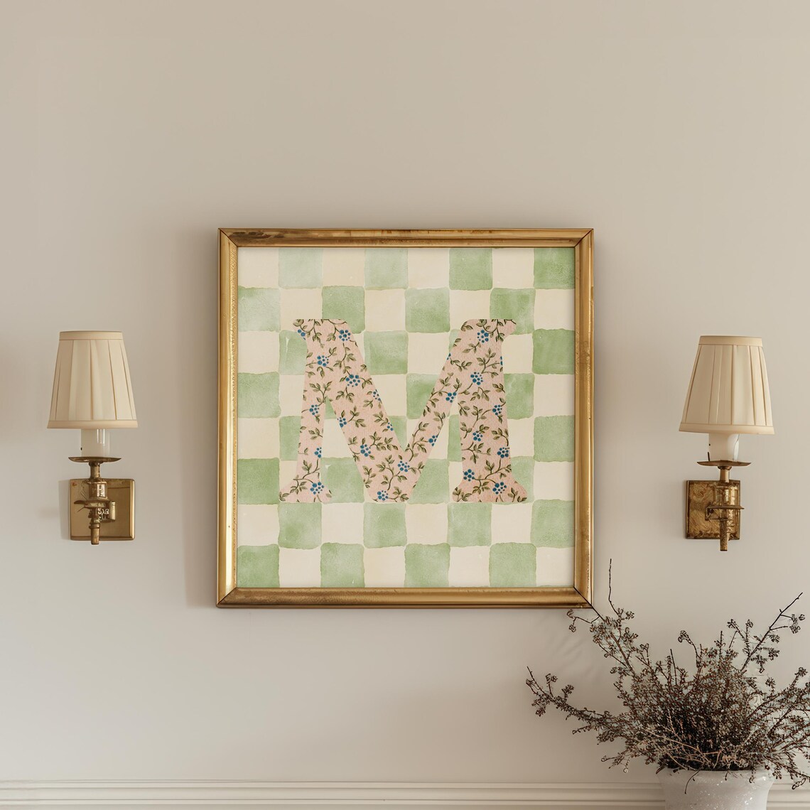 M Square Initial, Personalized Watercolor Gift Print - Image 5