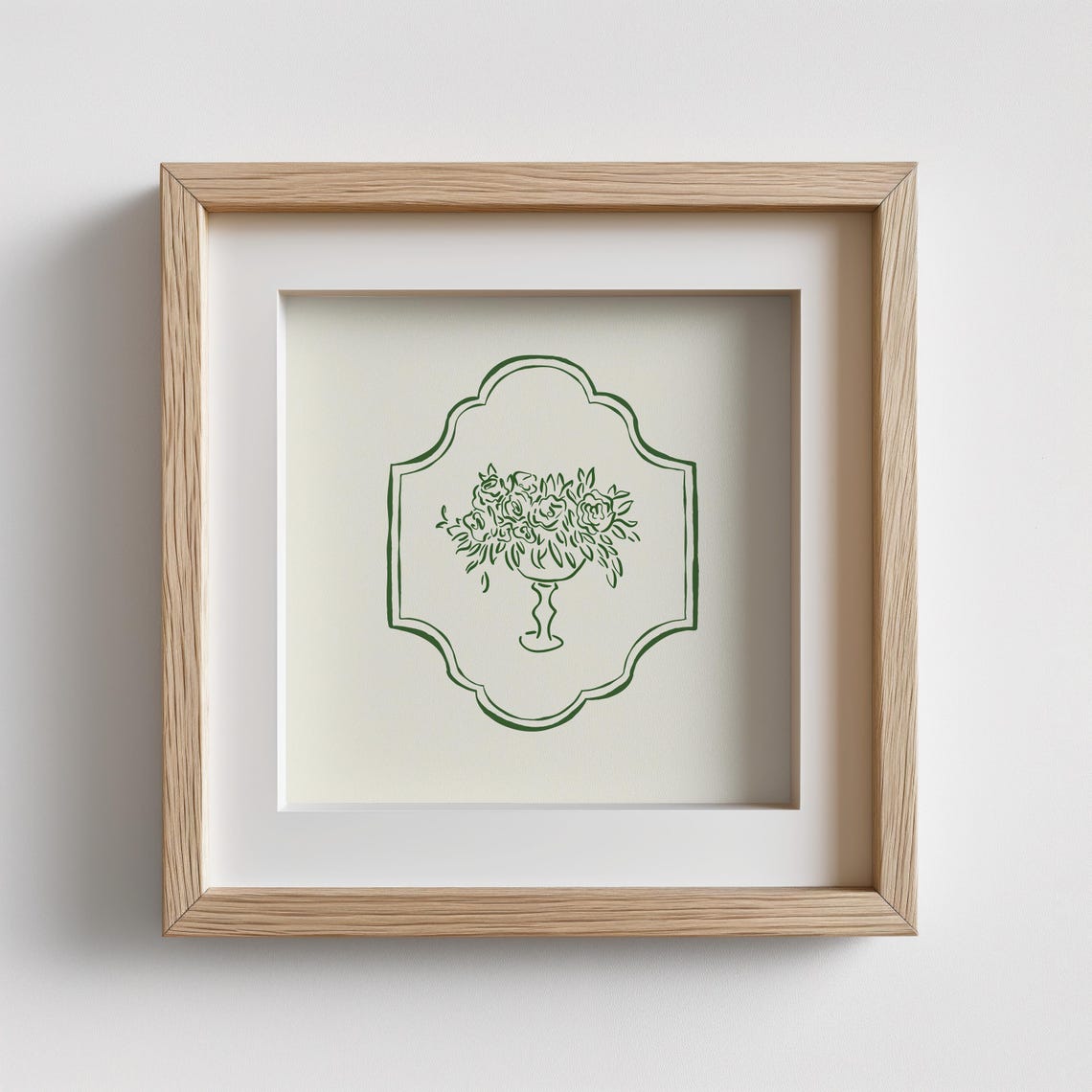 Forest Green Line Art Floral Vase Ogee Frame Minimalist Wall Poster - Image 4