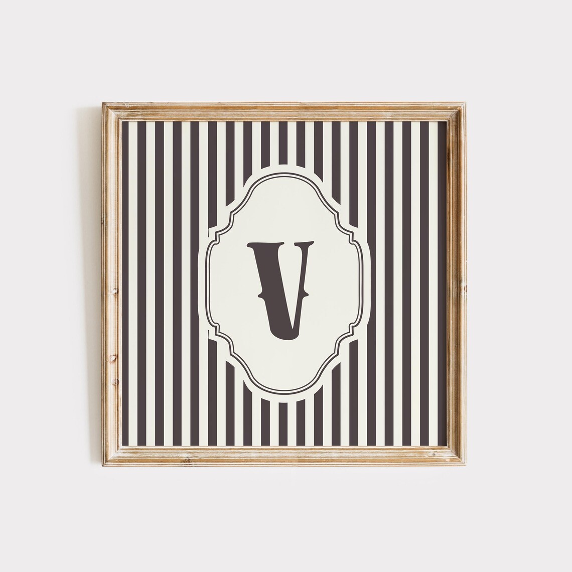 V Square Initial Personalized Gift, Watercolor Art Print - Image 3