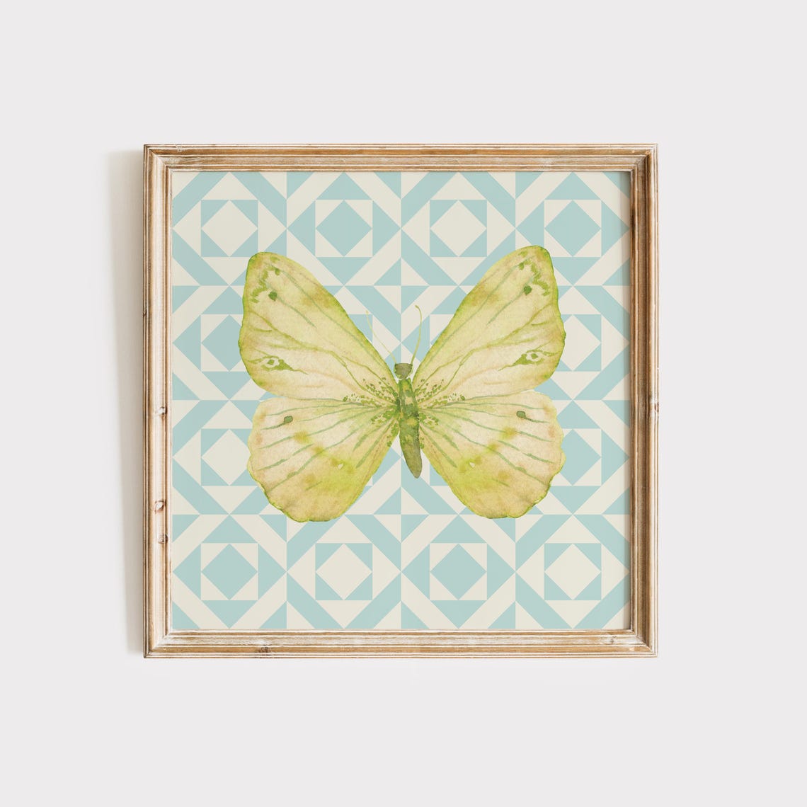 Quilted Butterfly Fun Art Print Wall Art Trendy Decor Cottage Nursery