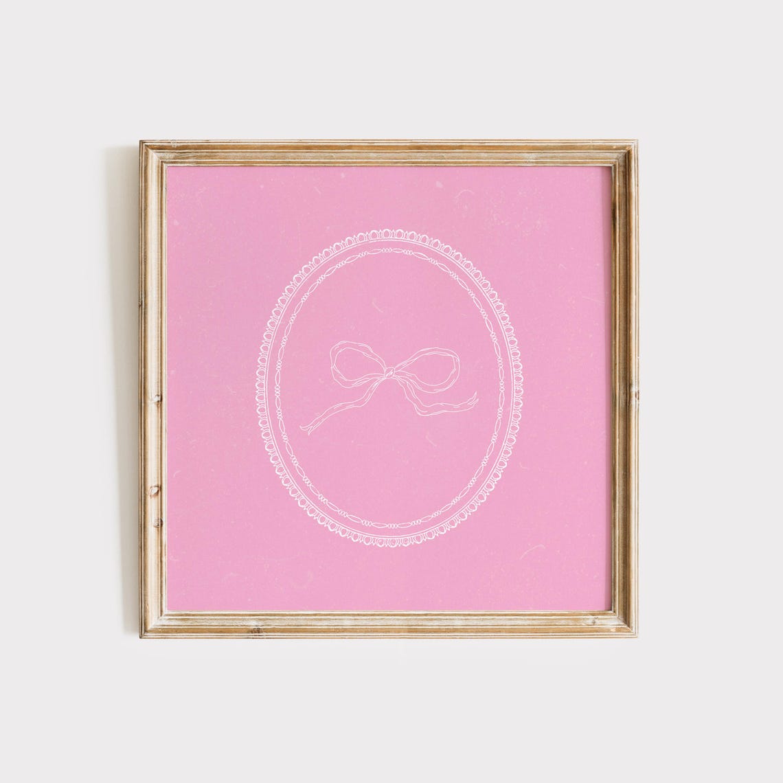 Simple Pink Bow Print Wall Art Trendy Decor Botanical Illustration Living Room Art Cottage Nursery Square Prints