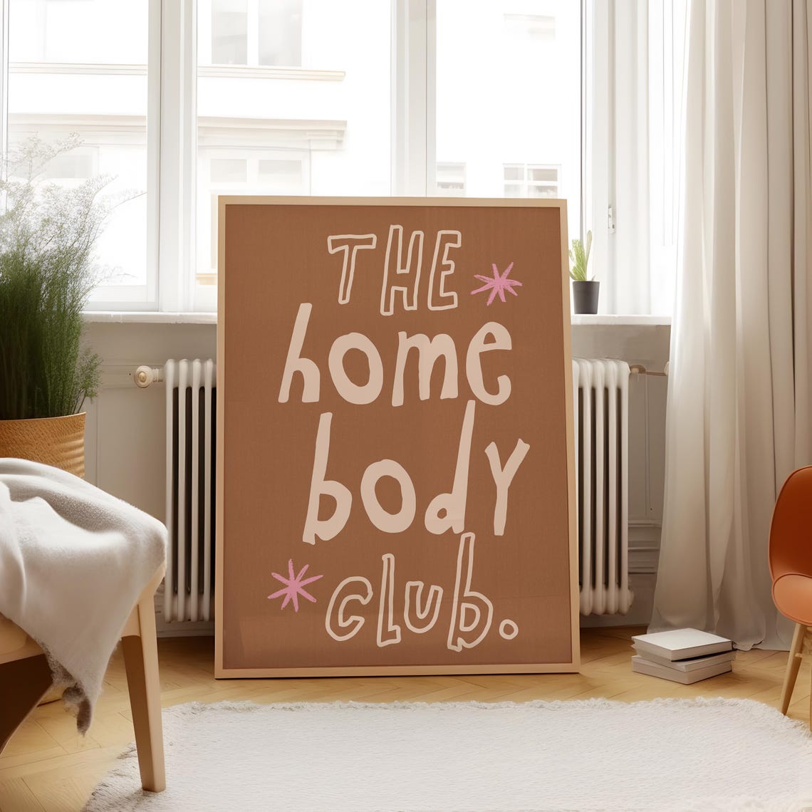 Homebody Club Cream Lettering Mocha Brown Retro Square Decor Poster - Image 5