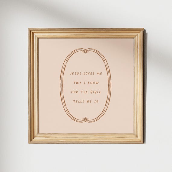 Minimal Sweet Jesus Loves Me Square Print Instant Wall Art Trendy Decor Illustration Living Room Art Nursery Decor