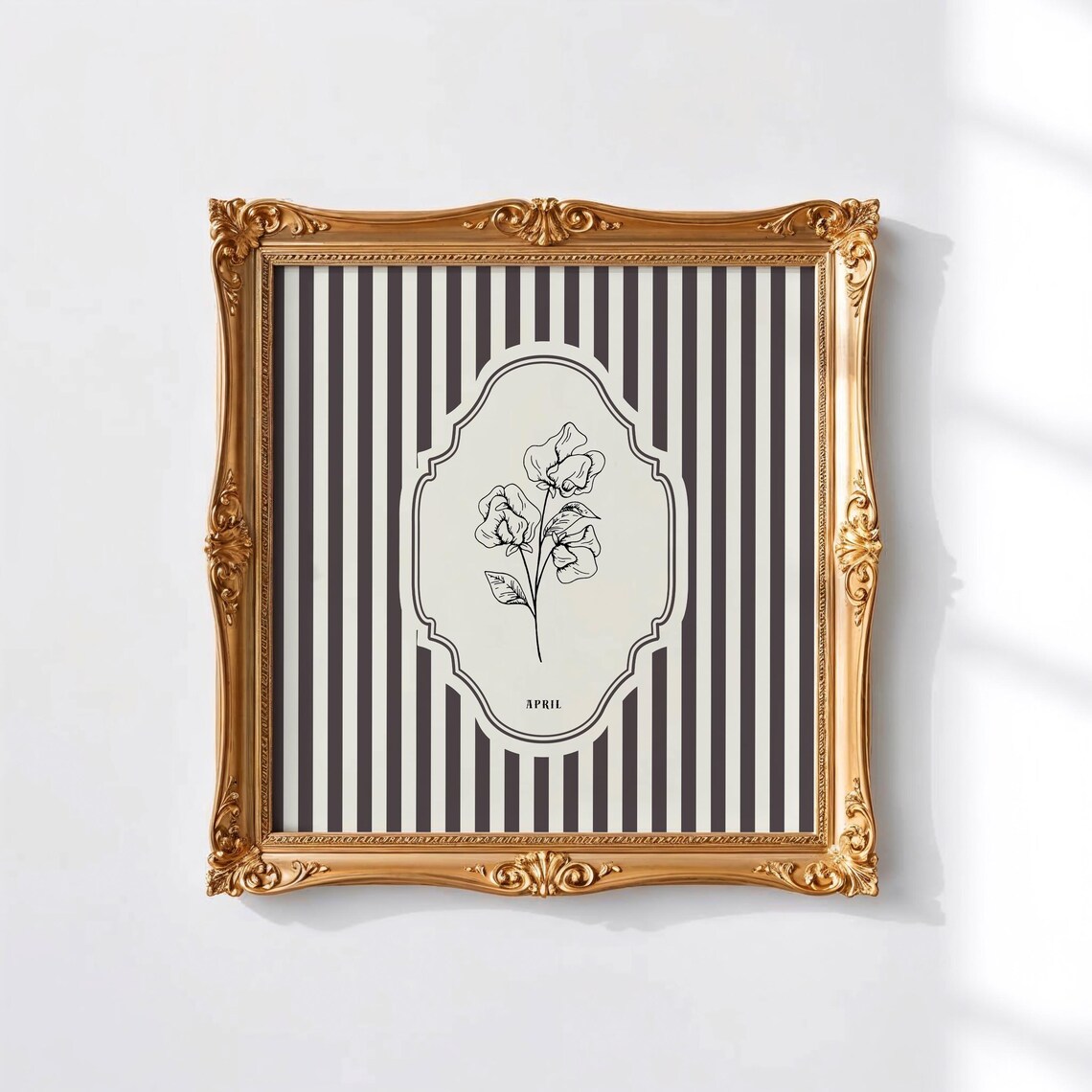 April Birth Month Flower, Personalized Gift Art Print