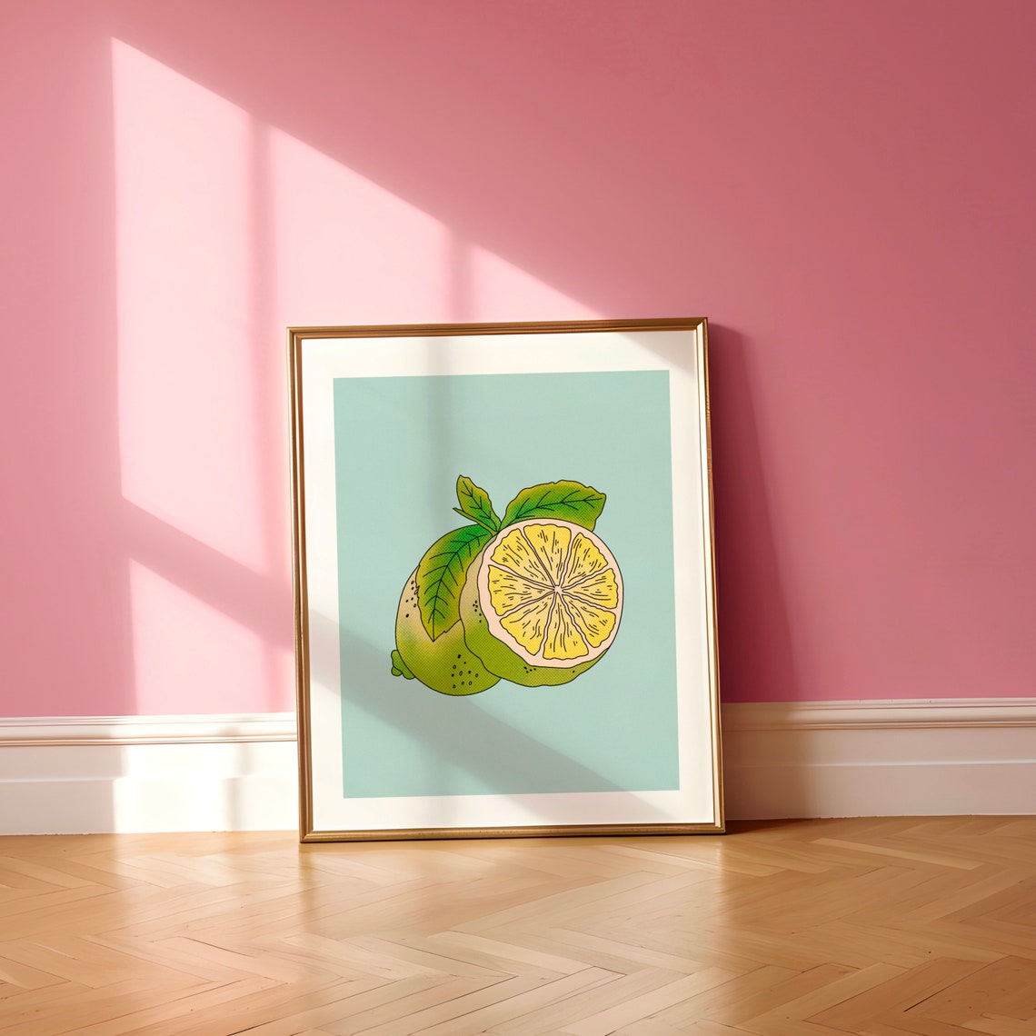 Sliced Lime Citrus Illustration Mint Green Kitchen Art Print - Image 3