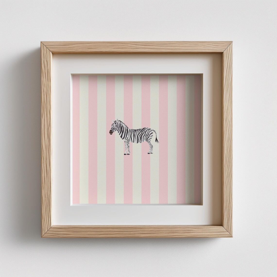 Pink Striped Zebra Animal Safari Nursery Kids Room Wall Poster