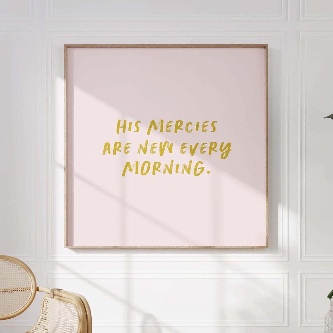 His Mercies Are New Every Morning Gold Script On Pink Poster