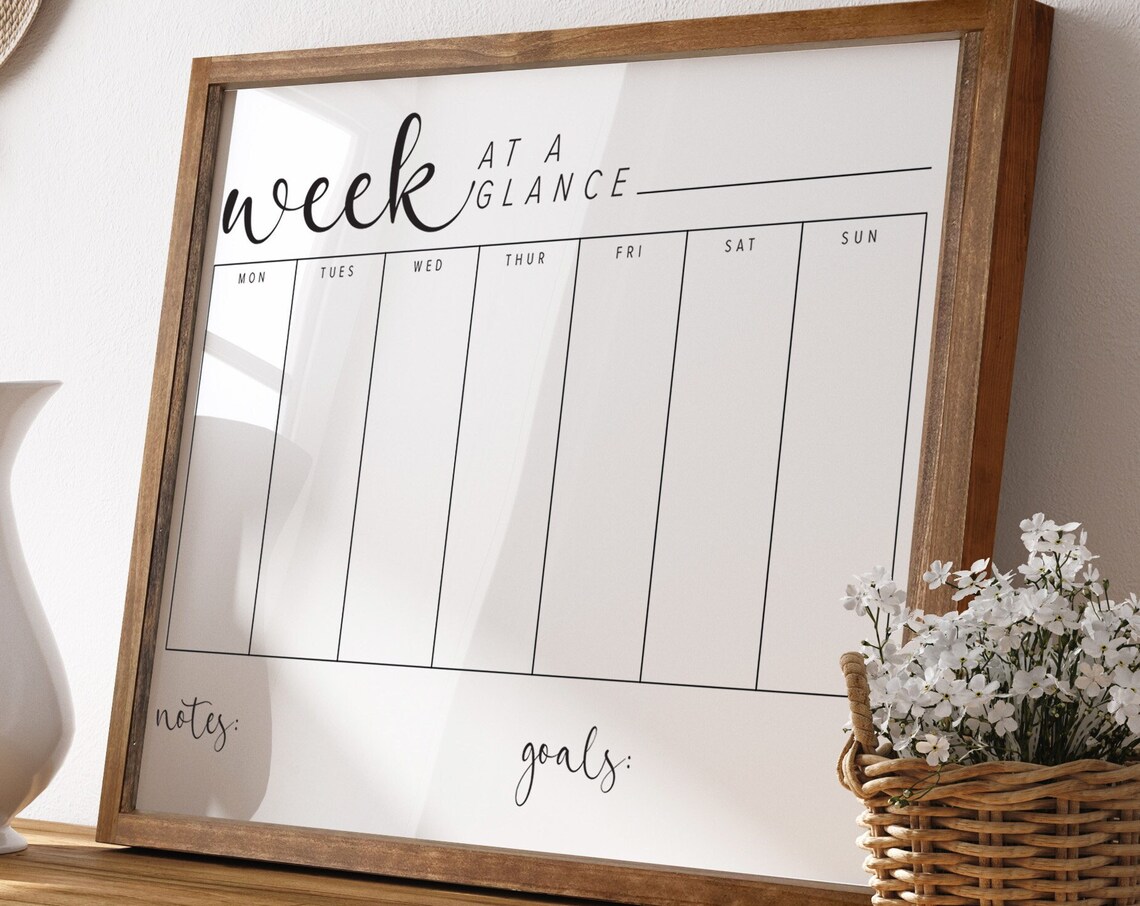 Week At A Glance Family Activity Planner Calendar