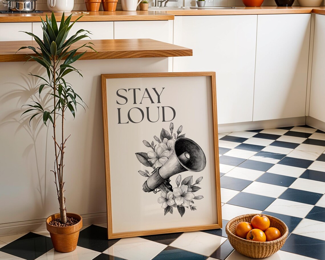 Stay Loud Megaphone Floral Feminist Protest Empowerment Wall Art