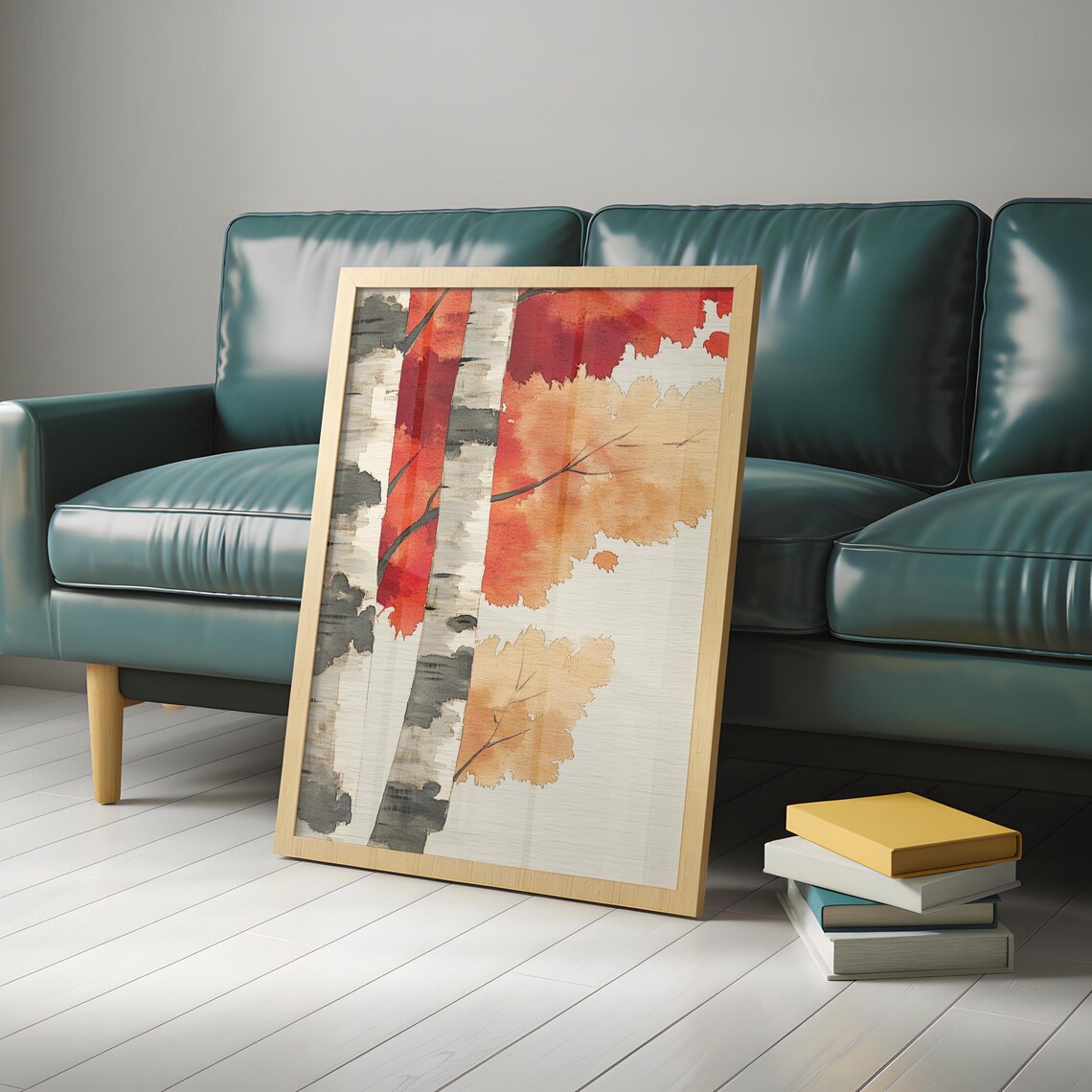 Birch Tree Painting Nature Inspired Wall Art Print Japandi Style Watercolor Birch Tree Art Dopamine Decor Bedroom Living Dining Room - Image 4