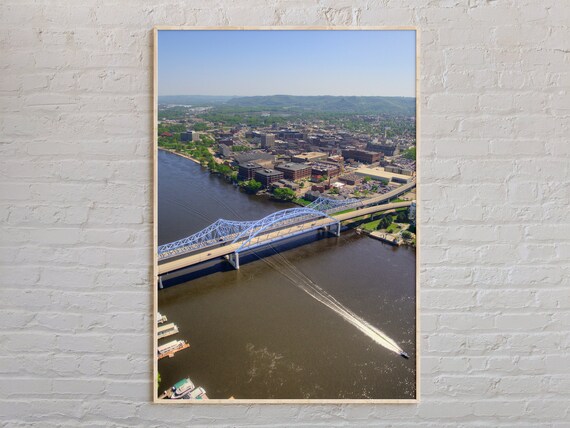 La Crosse Wisconsin Aerial Bridge Over Mississippi River Photo Poster