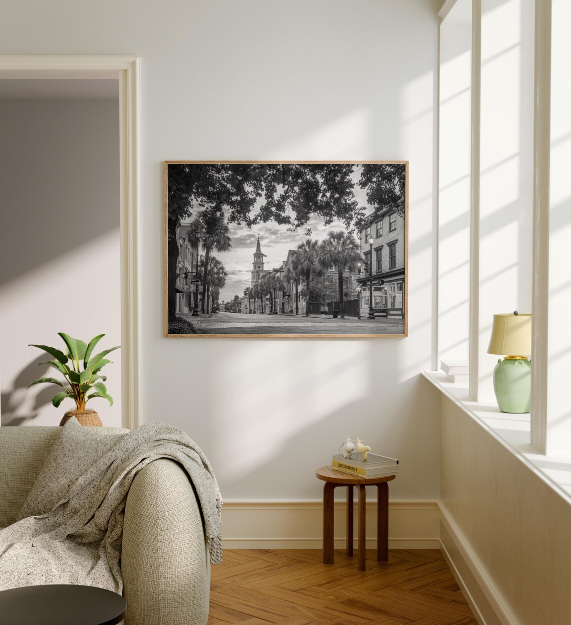 Charleston South Carolina Historic Street Black and White Poster - Image 5
