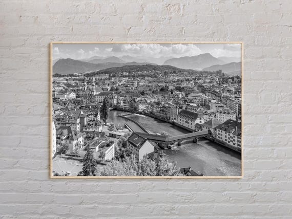 Black And White Switzerland Travel Poster, Europe