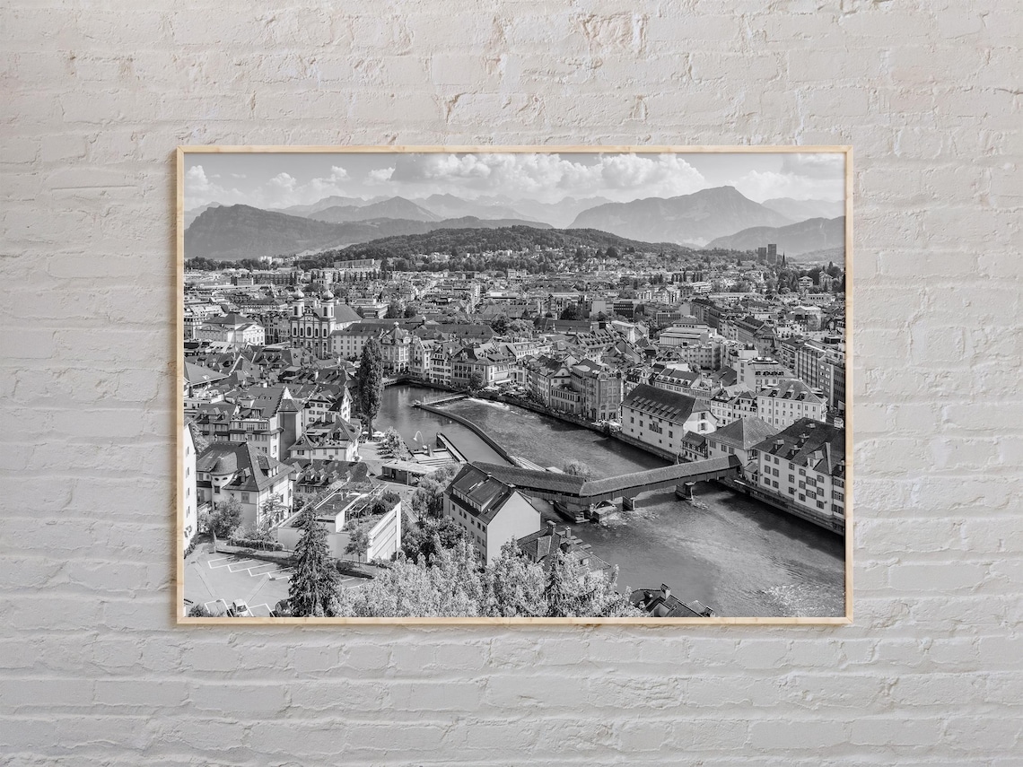 Black And White Switzerland Travel Poster, Europe