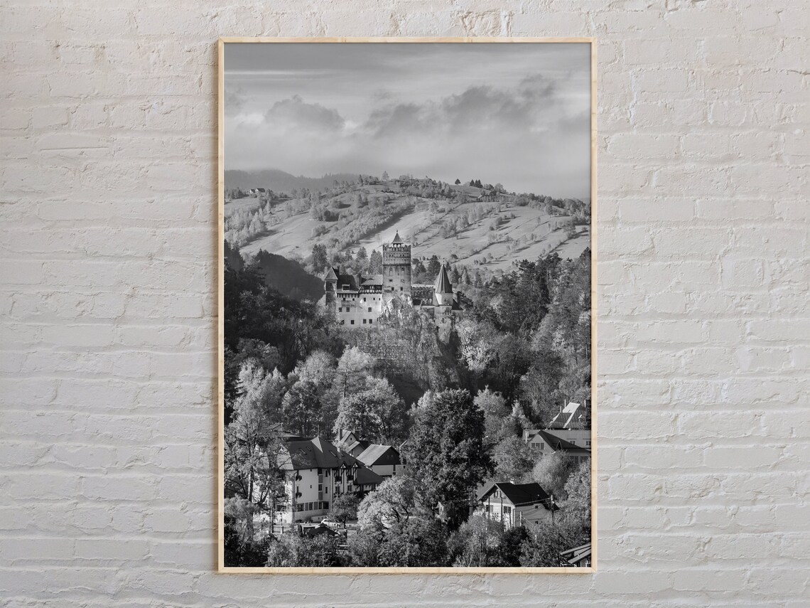 Bran Castle Transylvania Romania Dramatic Black and White Poster