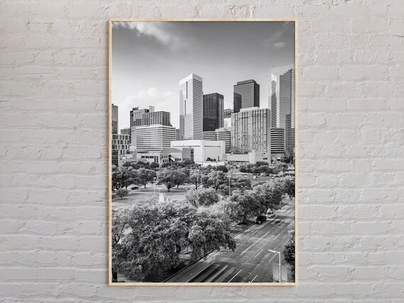 Houston Texas Skyline Black and White City Architecture Poster