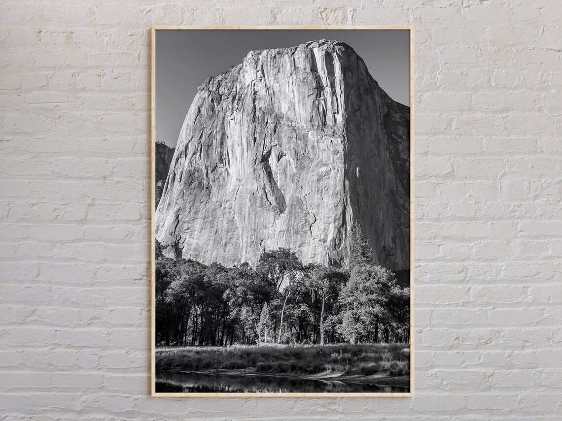 Black And White El Capitan Granite Cliff Yosemite Photography Poster