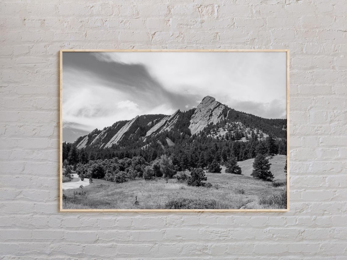Black And White Boulder Colorado Flatirons Mountain Photo Poster