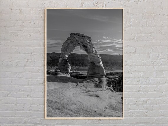 Moab Delicate Arch Black And White Desert Landscape Photo Poster