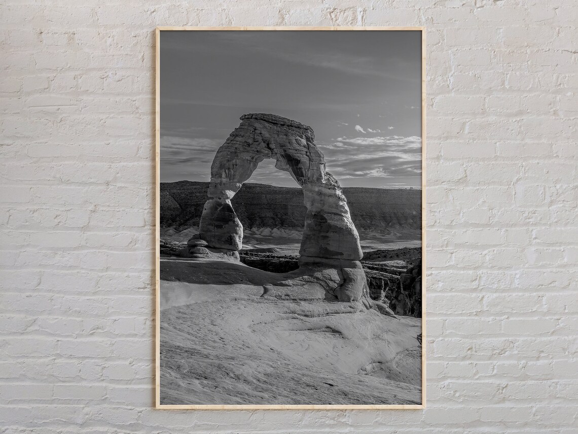 Moab Delicate Arch Black And White Desert Landscape Photo Poster