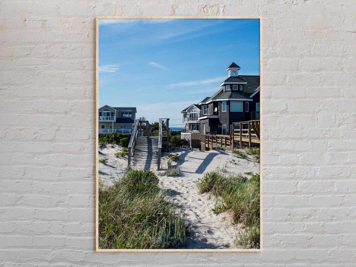 The Hamptons Beach Dunes Boardwalk Seaside Houses Photo Poster