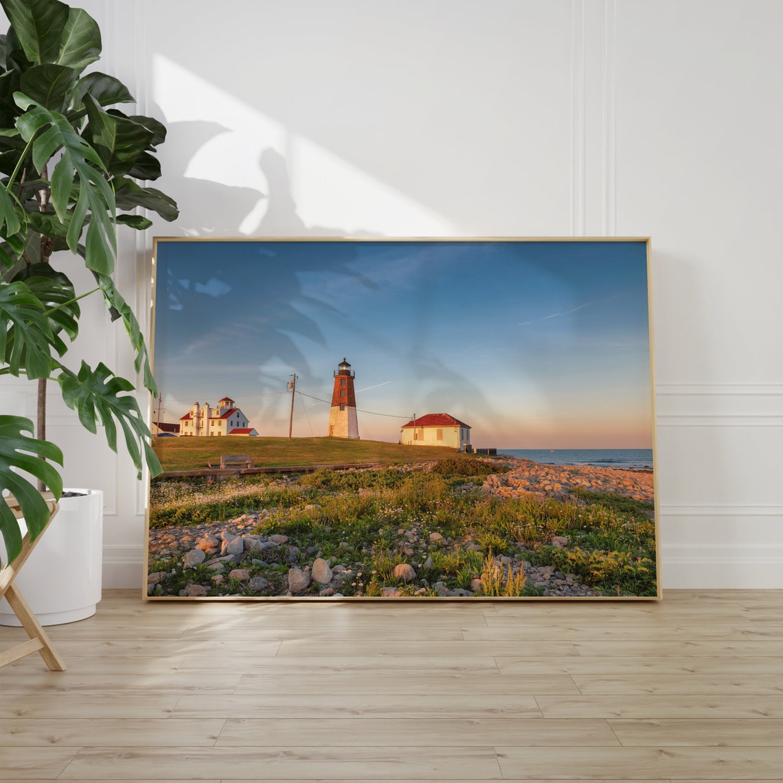 Narragansett Rhode Island Point Judith Lighthouse Sunset Shore Poster - Image 2
