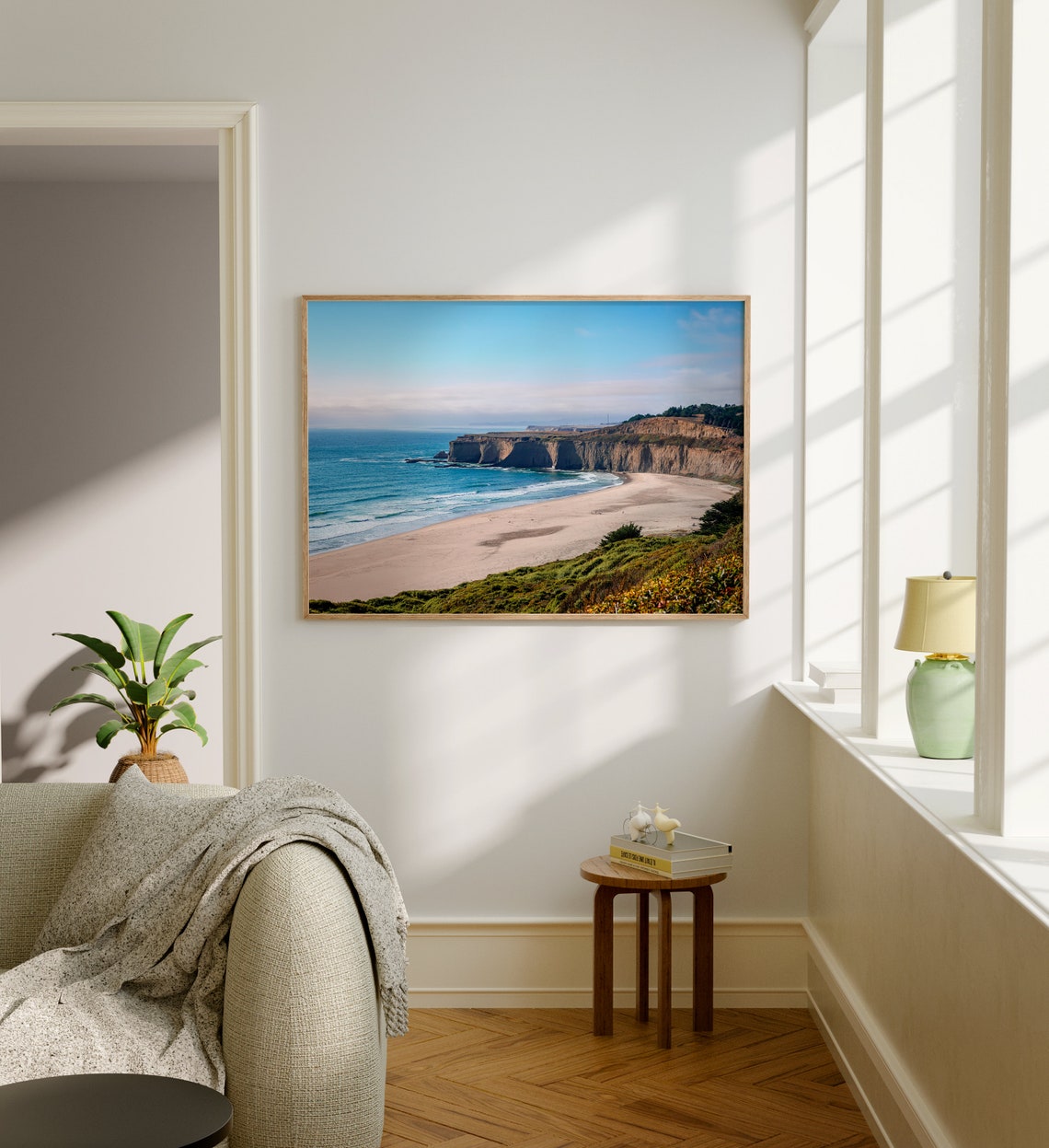 Half Moon Bay Cliffs Sandy Beach California Coast Photo Poster - Image 5