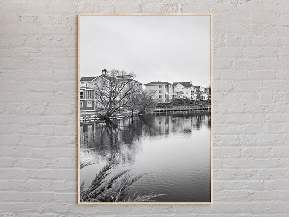 Traverse City Michigan Waterfront Black And White Photo Travel Poster