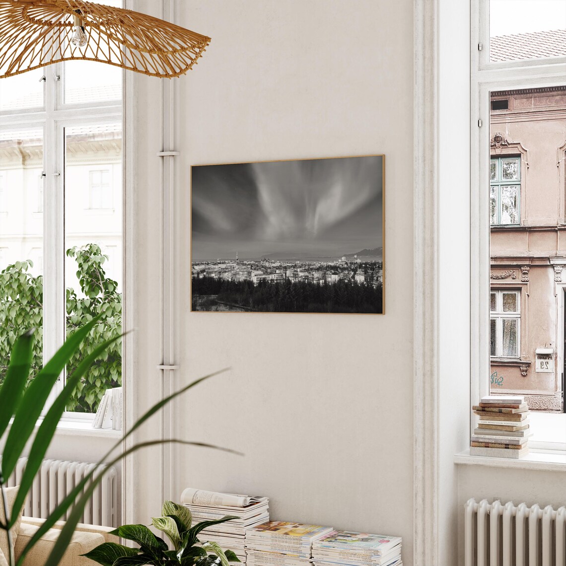 Reykjavik Iceland Northern Lights Night Sky Photo Landscape Poster - Image 3