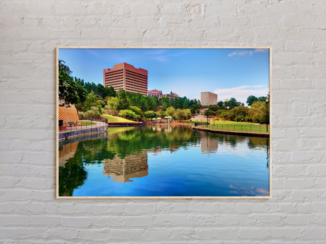 Columbia South Carolina City Park Lake Skyline Landscape Poster