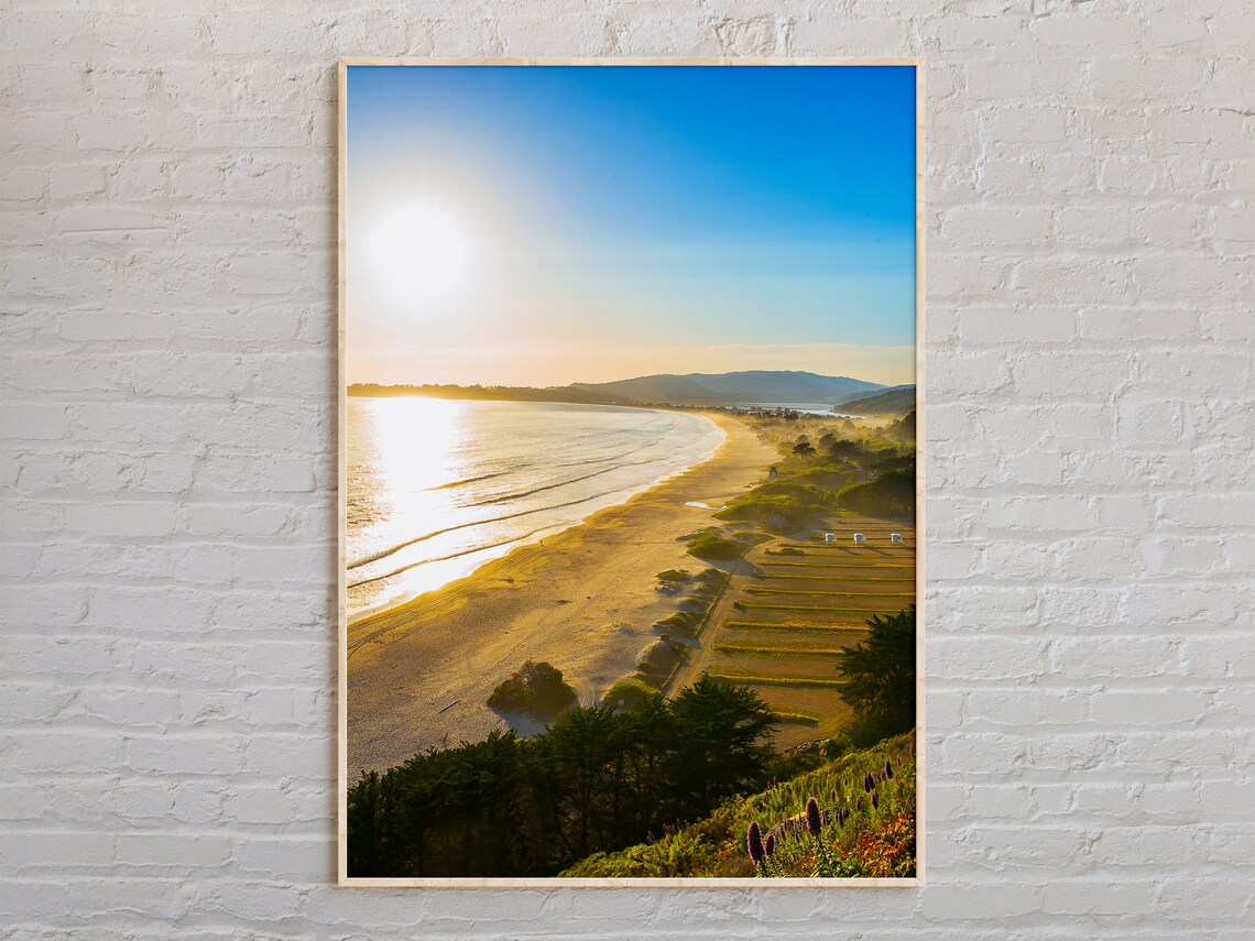Stinson Beach Golden Sunset Aerial Shoreline California View Poster