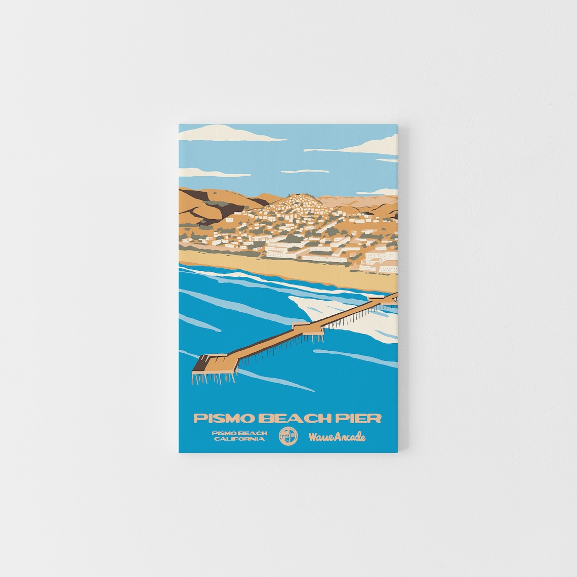 Pismo Beach Pier Boardwalk Waves Ocean Travel Poster California