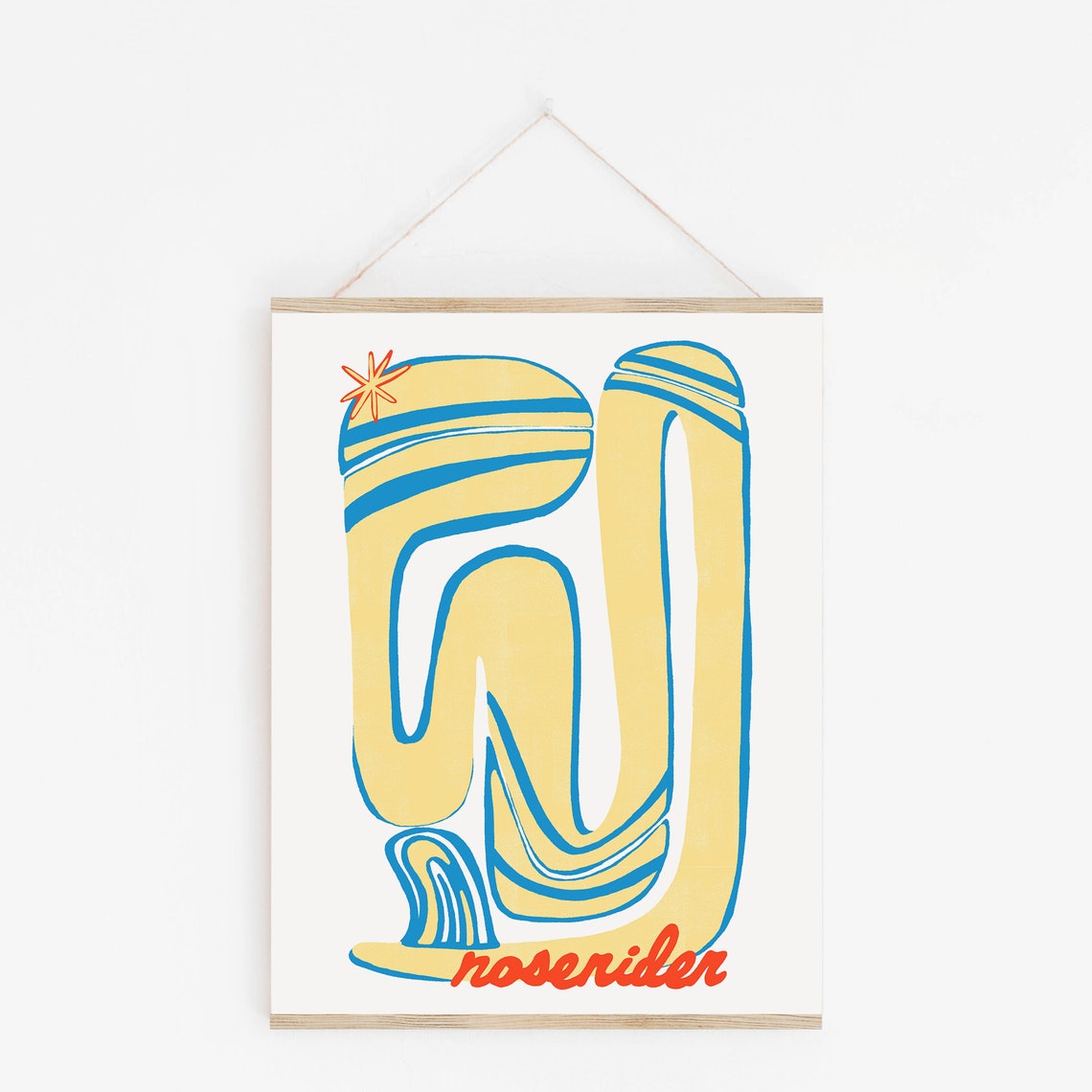 Noserider Abstract Surf Art Yellow Blue Modern Minimal Poster - Image 2