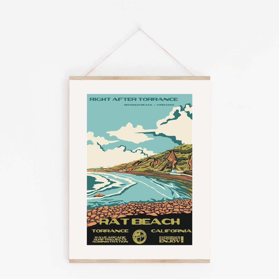 Rat Beach Torrance California Vintage Surf Travel Destination Poster - Image 2